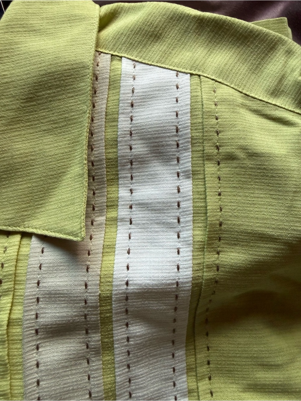Axis LA Retro Lime Green Bowling Shirt with Vintage Striped Panels - Size L - Picture 8 of 8